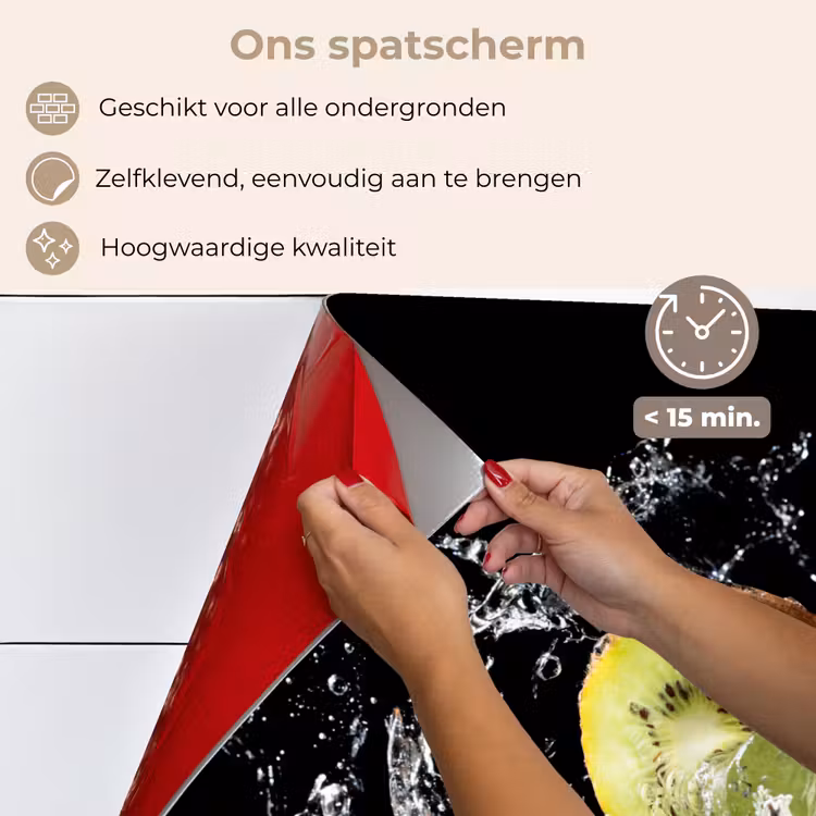 Spatscherm keuken - Kiwi - Fruit - Stilleven - Water - Zwart — 4