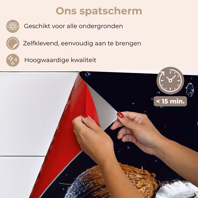 Spatscherm keuken - Kokosnoot - Stilleven - Water - Zwart - Fruit — 4