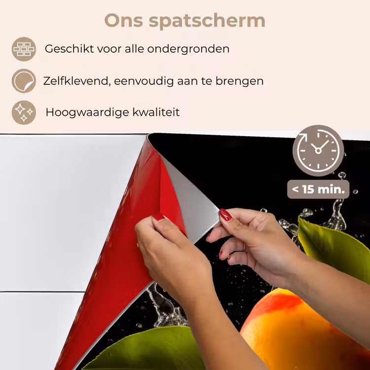 Spatscherm keuken - Mango - Fruit - Water - Zwart - Bladeren — 4