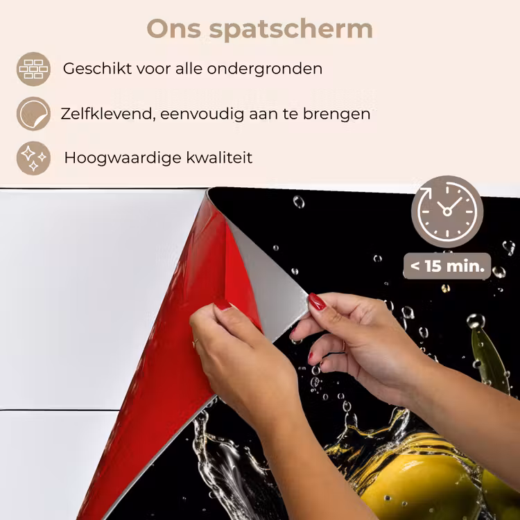 Spatscherm keuken - Olijven - Groen - Water - Zwart — 4