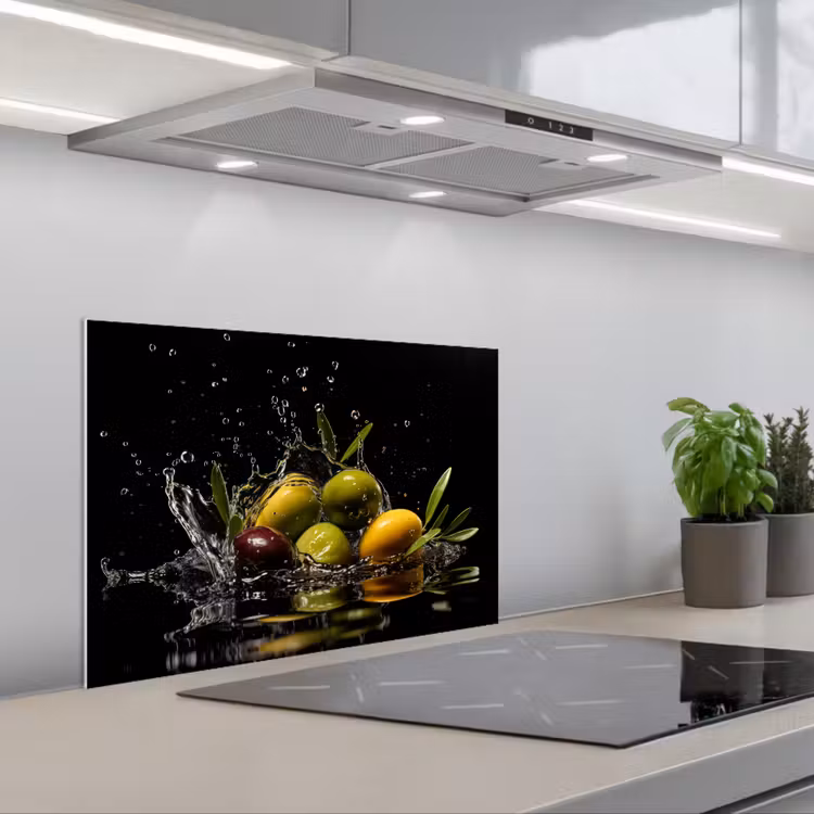 Spatscherm keuken - Olijven - Groen - Water - Zwart — 5