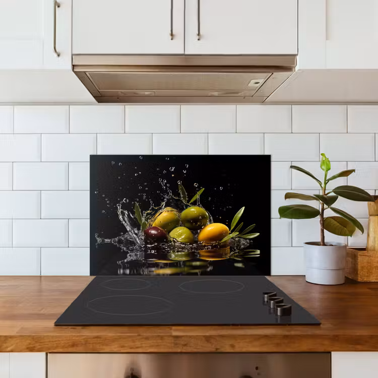 Spatscherm keuken - Olijven - Groen - Water - Zwart — 6