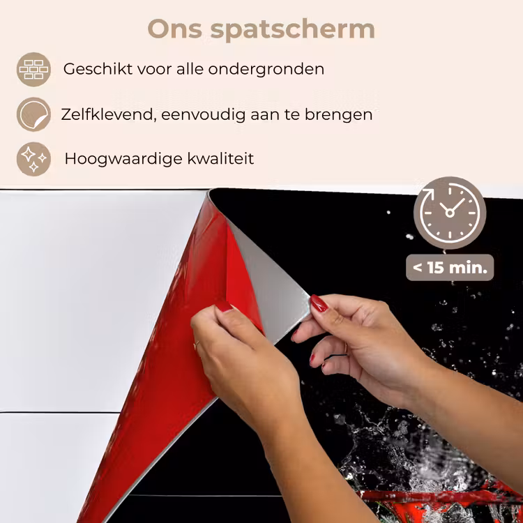 Spatscherm keuken - Paprika - Groente - Stilleven - Water - Rood — 4