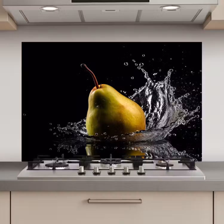Spatscherm keuken - Peer - Fruit - Water - Zwart — 1