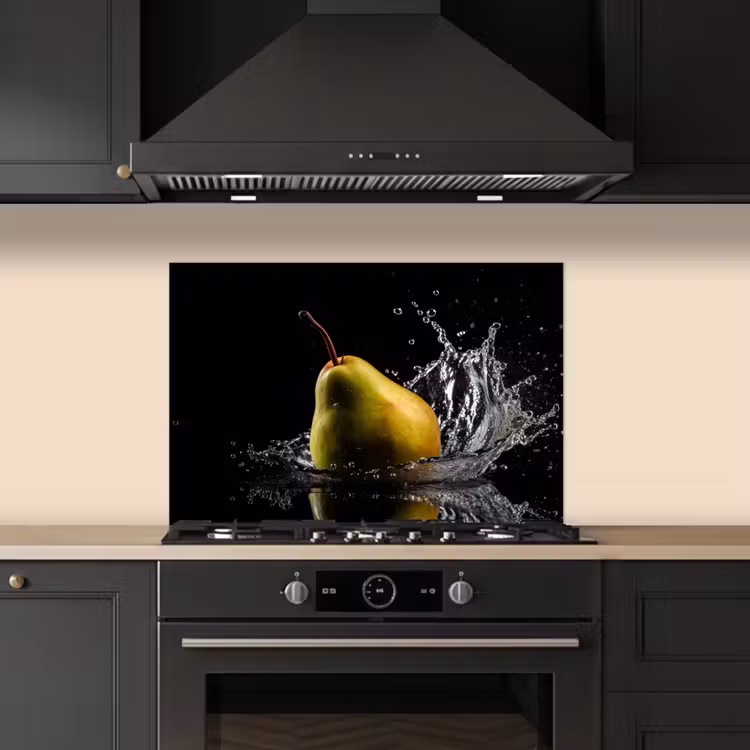Spatscherm keuken - Peer - Fruit - Water - Zwart — 2
