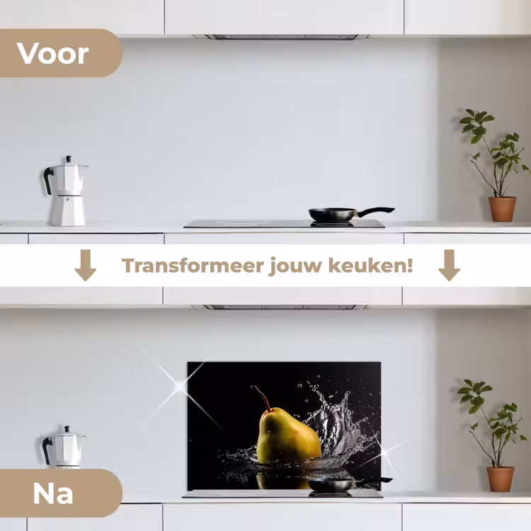 Spatscherm keuken - Peer - Fruit - Water - Zwart — 3