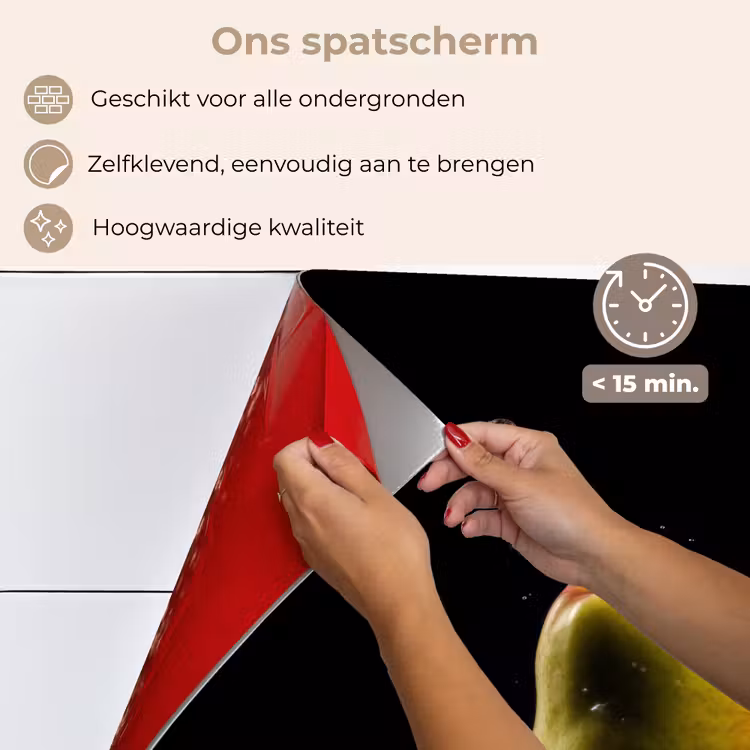 Spatscherm keuken - Peer - Fruit - Water - Zwart — 4
