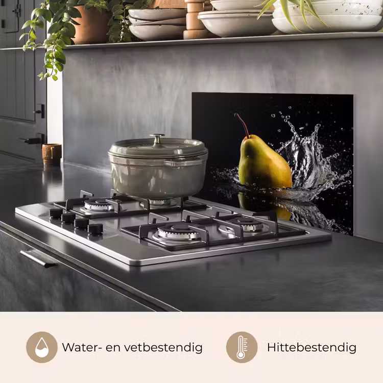 Spatscherm keuken - Peer - Fruit - Water - Zwart — 7