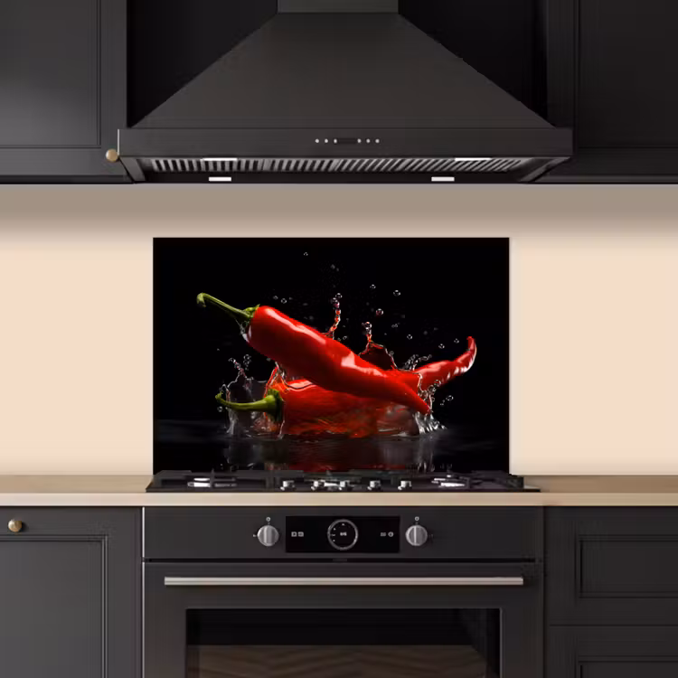 Spatscherm keuken - Peper - Rood - Zwart - Water - Groente — 2
