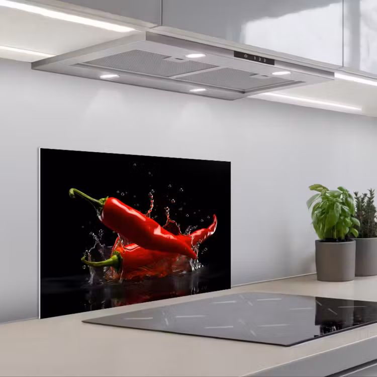 Spatscherm keuken - Peper - Rood - Zwart - Water - Groente — 5