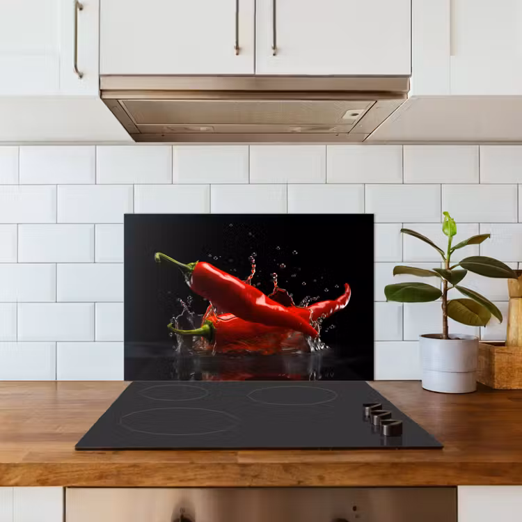 Spatscherm keuken - Peper - Rood - Zwart - Water - Groente — 6