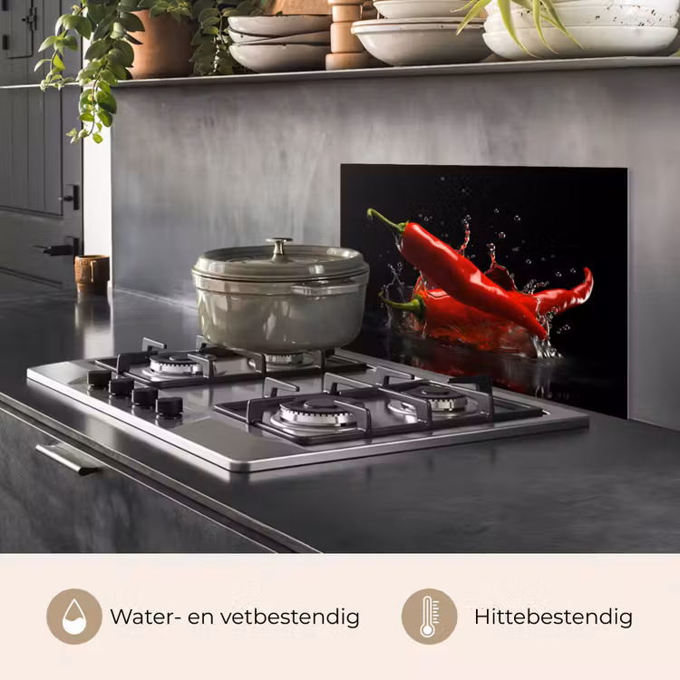 Spatscherm keuken - Peper - Rood - Zwart - Water - Groente — 7