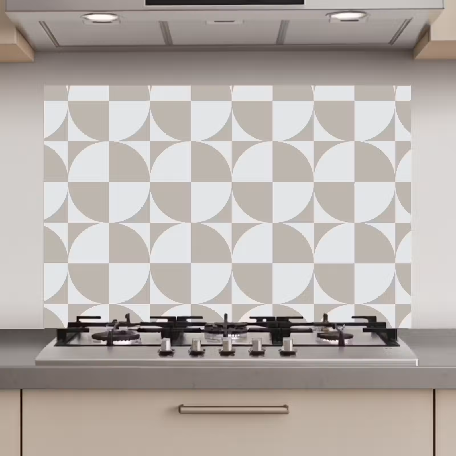 Spatscherm keuken - Lichtgrijs - Wit - Vierkant - Rond — 1