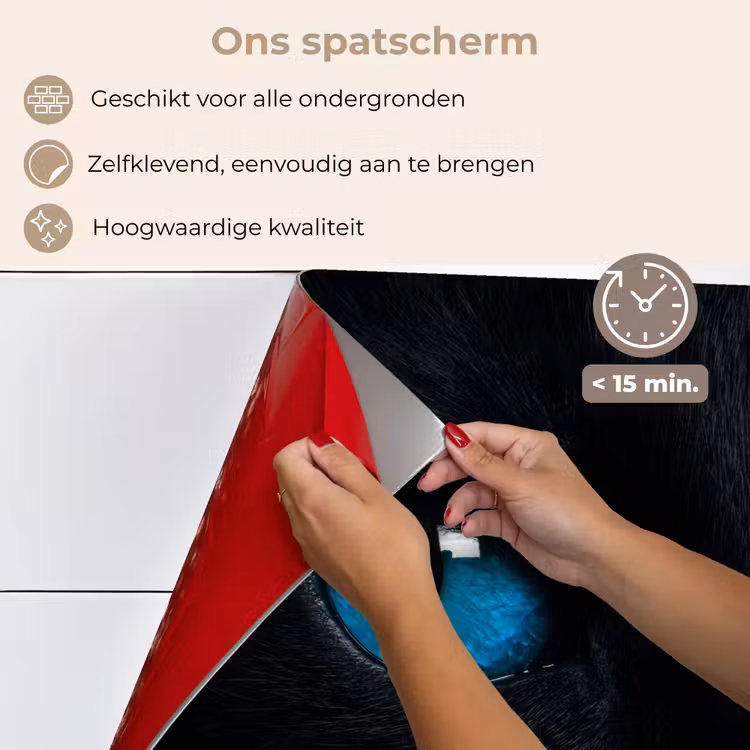 Spatscherm keuken - Kat - Blauw - Dier - Zwart — 3