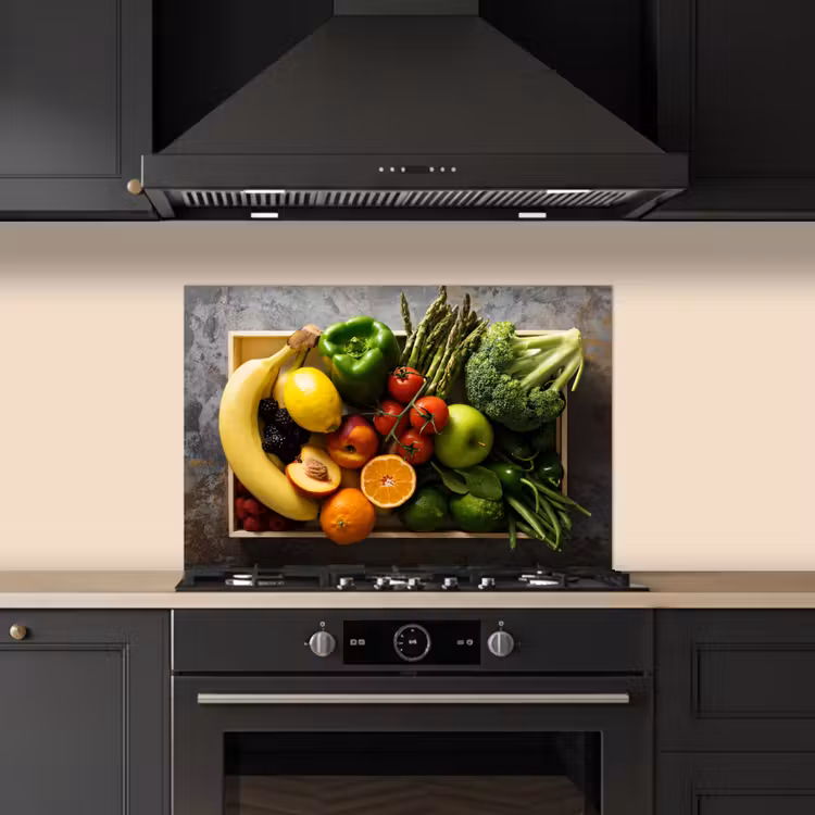 Spatscherm keuken - Krat - Fruit - Regenboog — 2