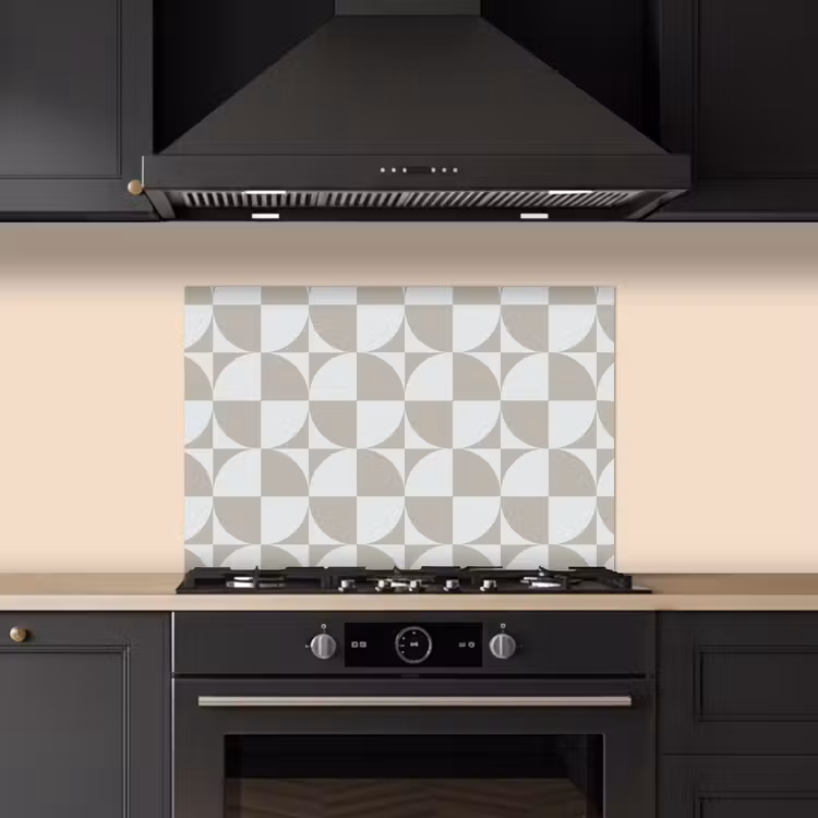 Spatscherm keuken - Lichtgrijs - Wit - Vierkant - Rond — 2