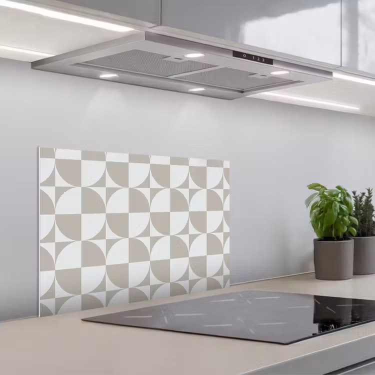 Spatscherm keuken - Lichtgrijs - Wit - Vierkant - Rond — 5