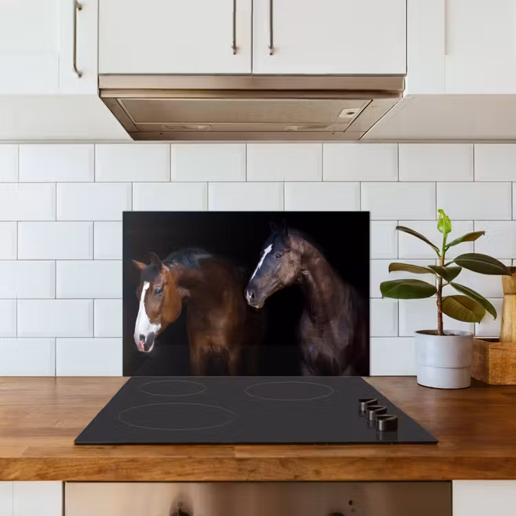 Spatscherm keuken - Paard - Dieren - Zwart — 5