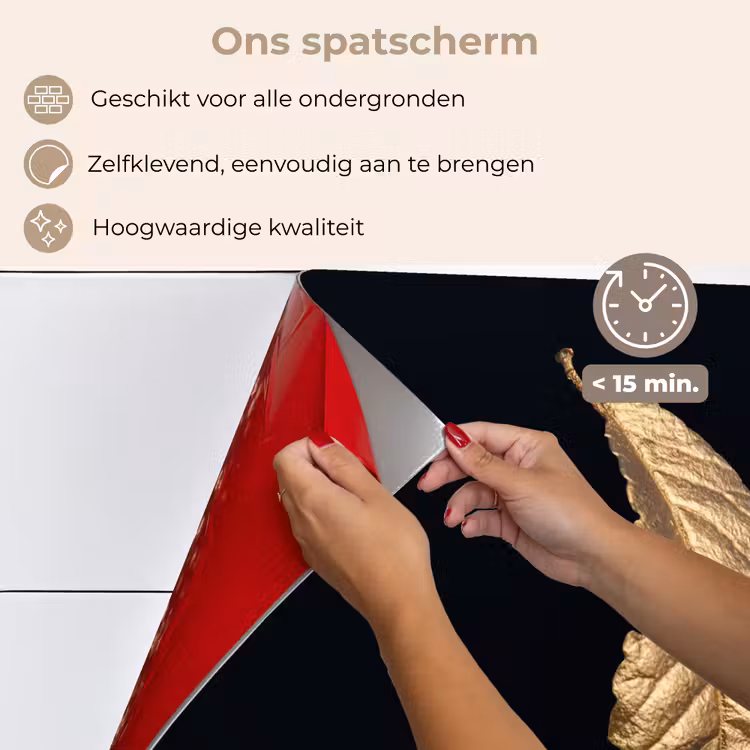 Spatscherm keuken - Bladeren - Luxe - Goud - Zwart - Natuur — 4