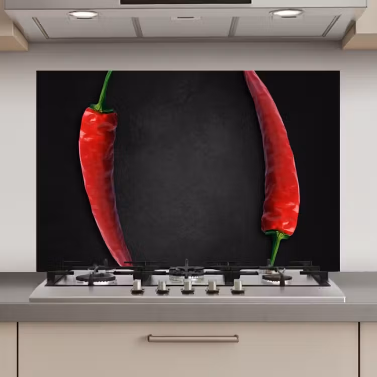 Spatscherm keuken - Dialoog van Pepers — 1