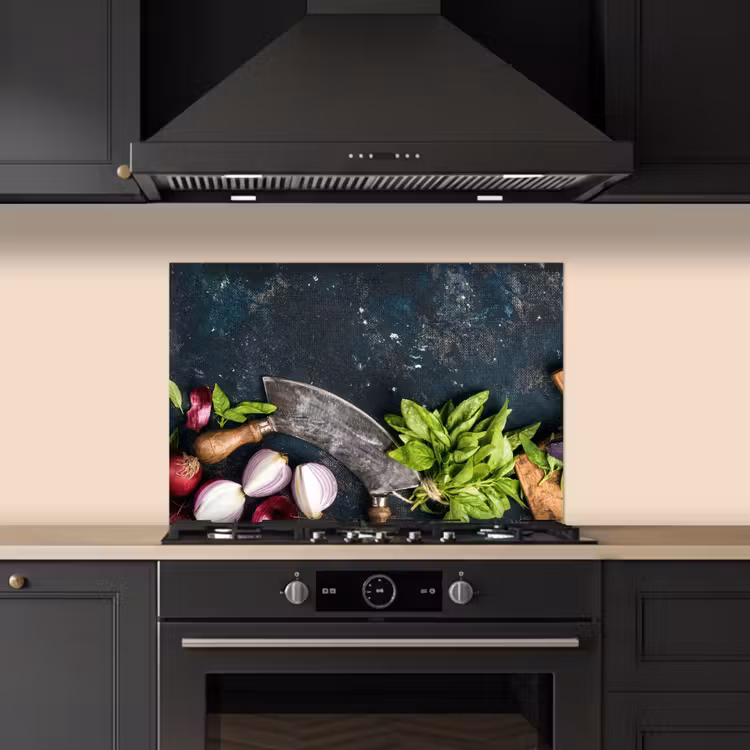 Spatscherm keuken - Koksmes en Verse Ingrediënten — 2