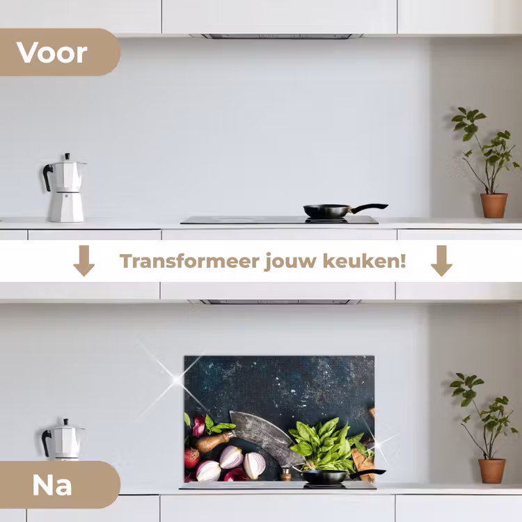 Spatscherm keuken - Koksmes en Verse Ingrediënten — 3