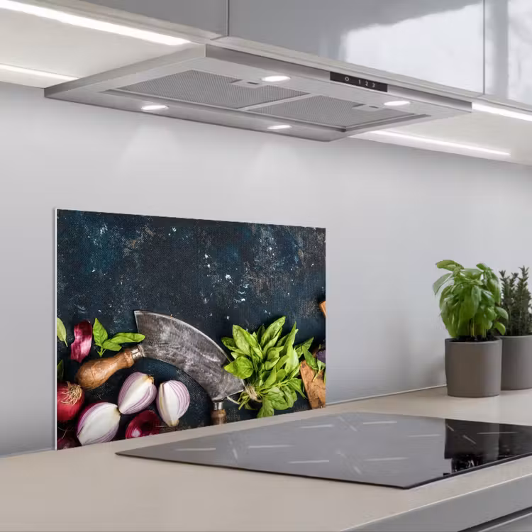 Spatscherm keuken - Koksmes en Verse Ingrediënten — 5