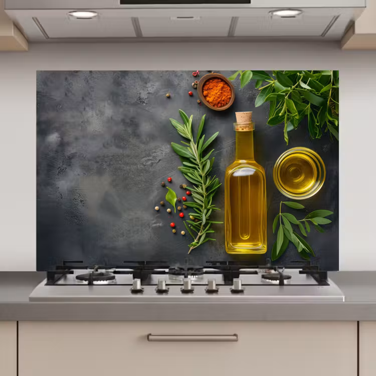 Spatscherm keuken - Mediterrane Keukenessenties — 1