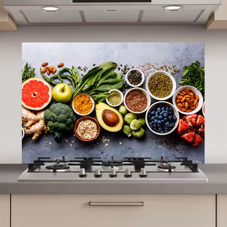 Spatscherm keuken - Symfonie van Superfoods — 1