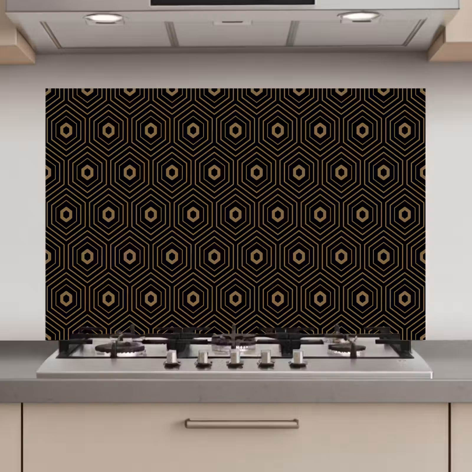 Spatscherm keuken - Goud - Illusie - Patroon — 1