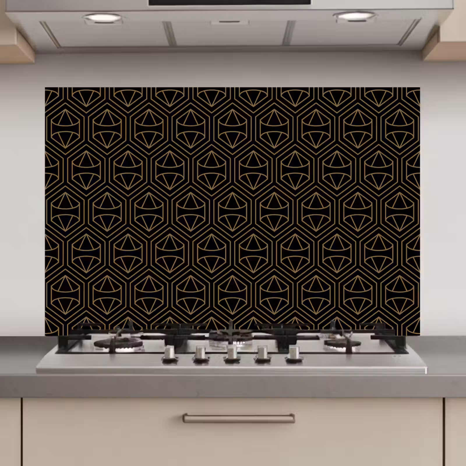 Spatscherm keuken - Goud - Zwart - Diamant — 1