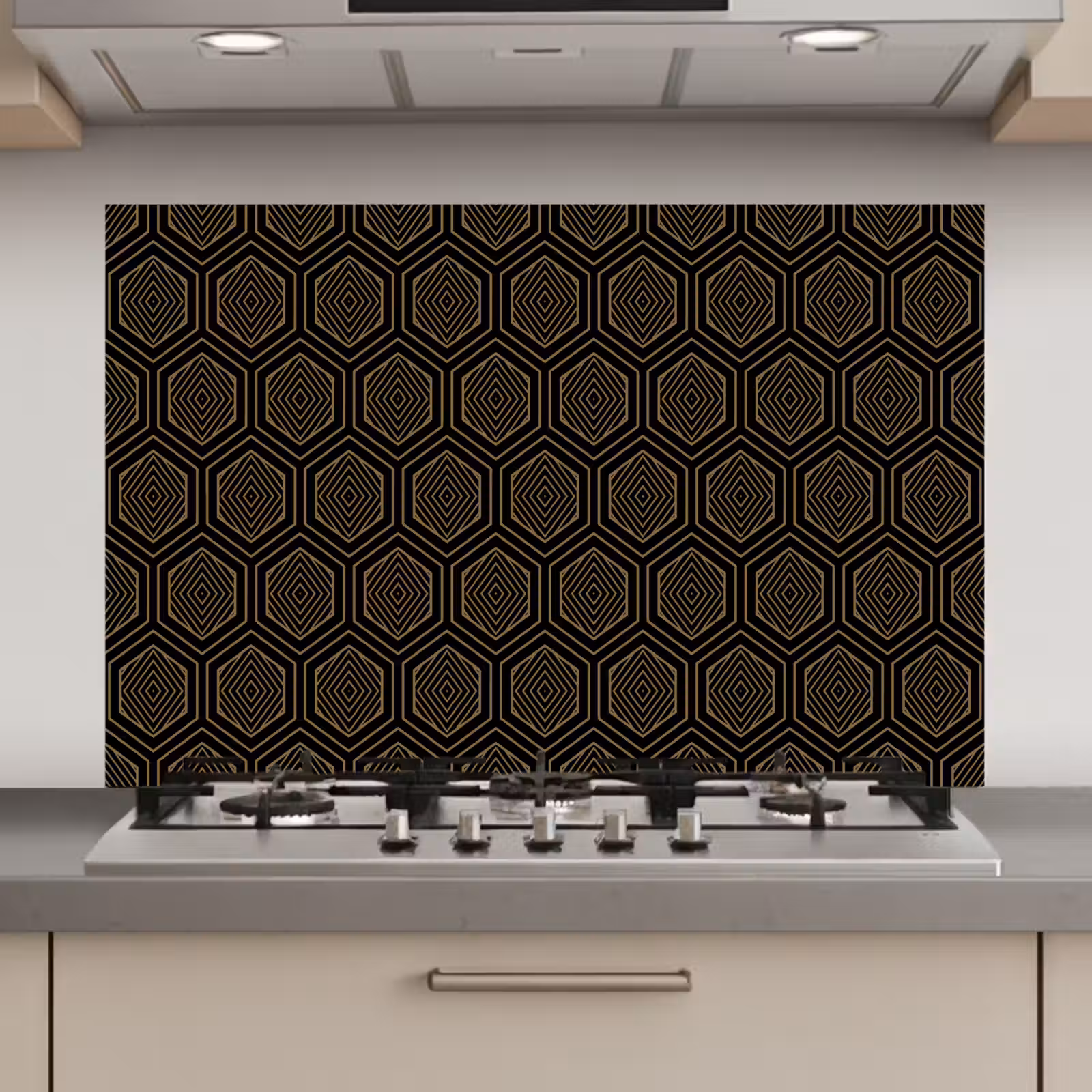 Spatscherm keuken - Goud - Zwart - Tunnel — 1