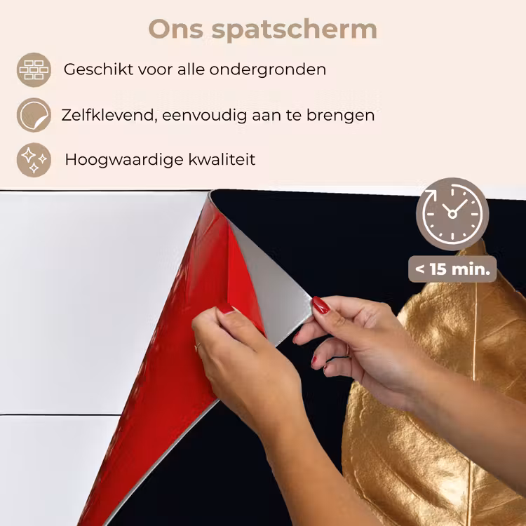Spatscherm keuken - Bladeren - Chic - Goud - Planten - Zwart — 4
