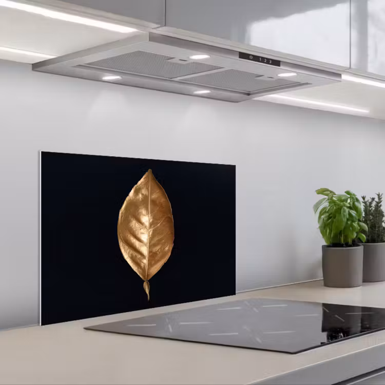 Spatscherm keuken - Bladeren - Chic - Goud - Planten - Zwart — 5
