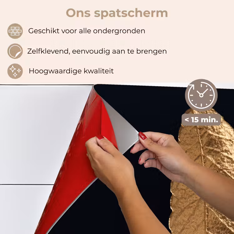 Spatscherm keuken - Bladeren - Zwart - Goud - Luxe - Natuur — 4