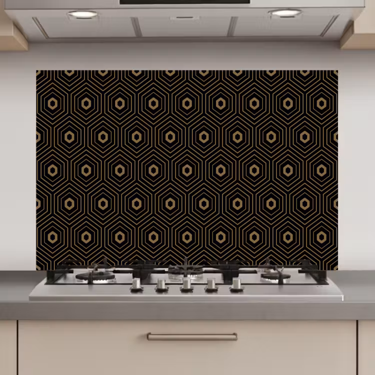 Spatscherm keuken - Goud - Illusie - Patroon — 1