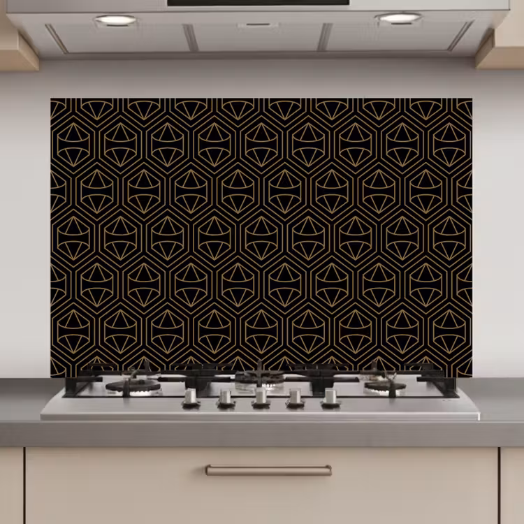 Spatscherm keuken - Goud - Zwart - Diamant — 1