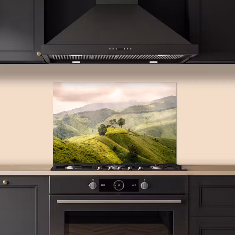 Spatscherm keuken - Landschap - Heuvels - Groen — 2