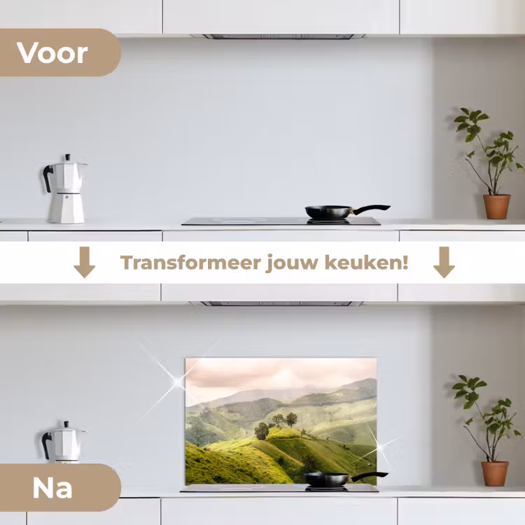 Spatscherm keuken - Landschap - Heuvels - Groen — 3