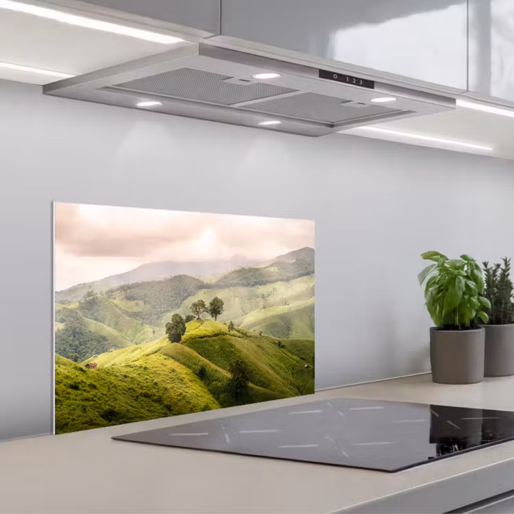 Spatscherm keuken - Landschap - Heuvels - Groen — 5
