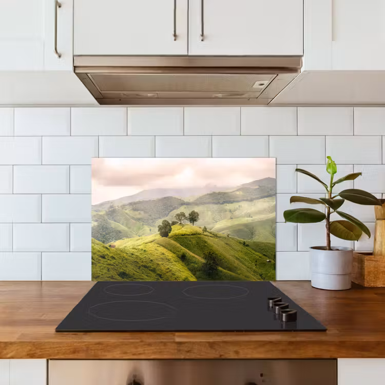 Spatscherm keuken - Landschap - Heuvels - Groen — 6