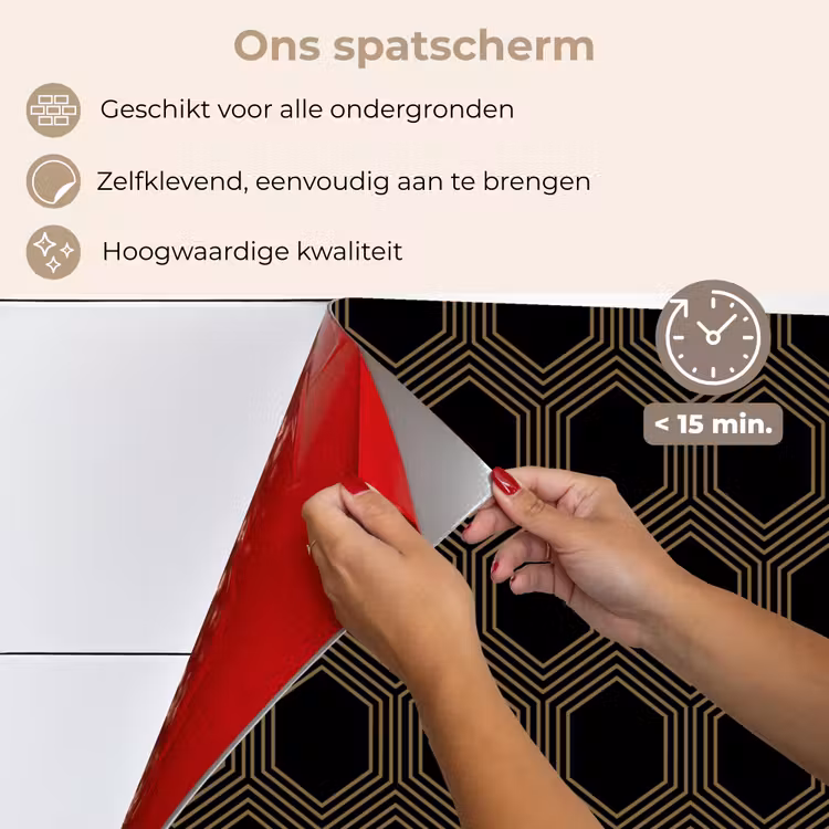 Spatscherm keuken - Parallel - Goud - Zwart - Bijenraatmotief — 4