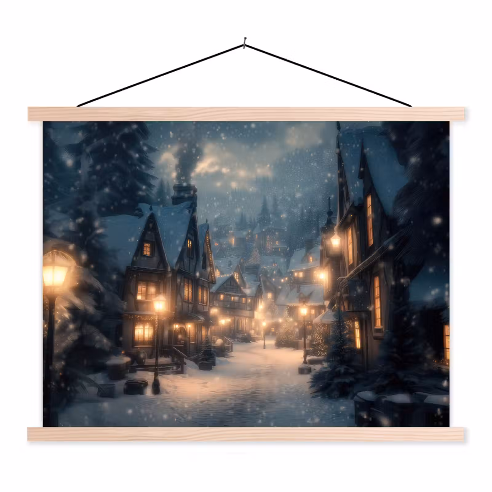 Schoolplaat - Winterdorp - Sneeuw - Donker — 1