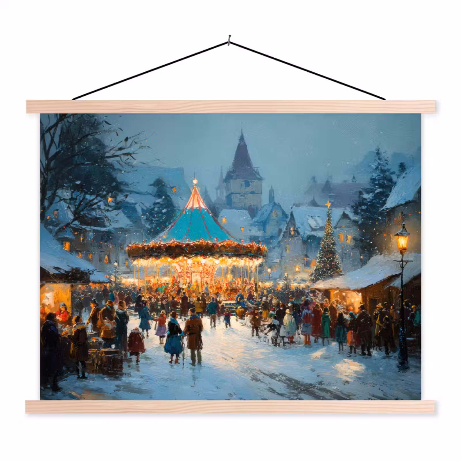 Schoolplaat - Winterkermis - Dorp - Kleurrijk — 1
