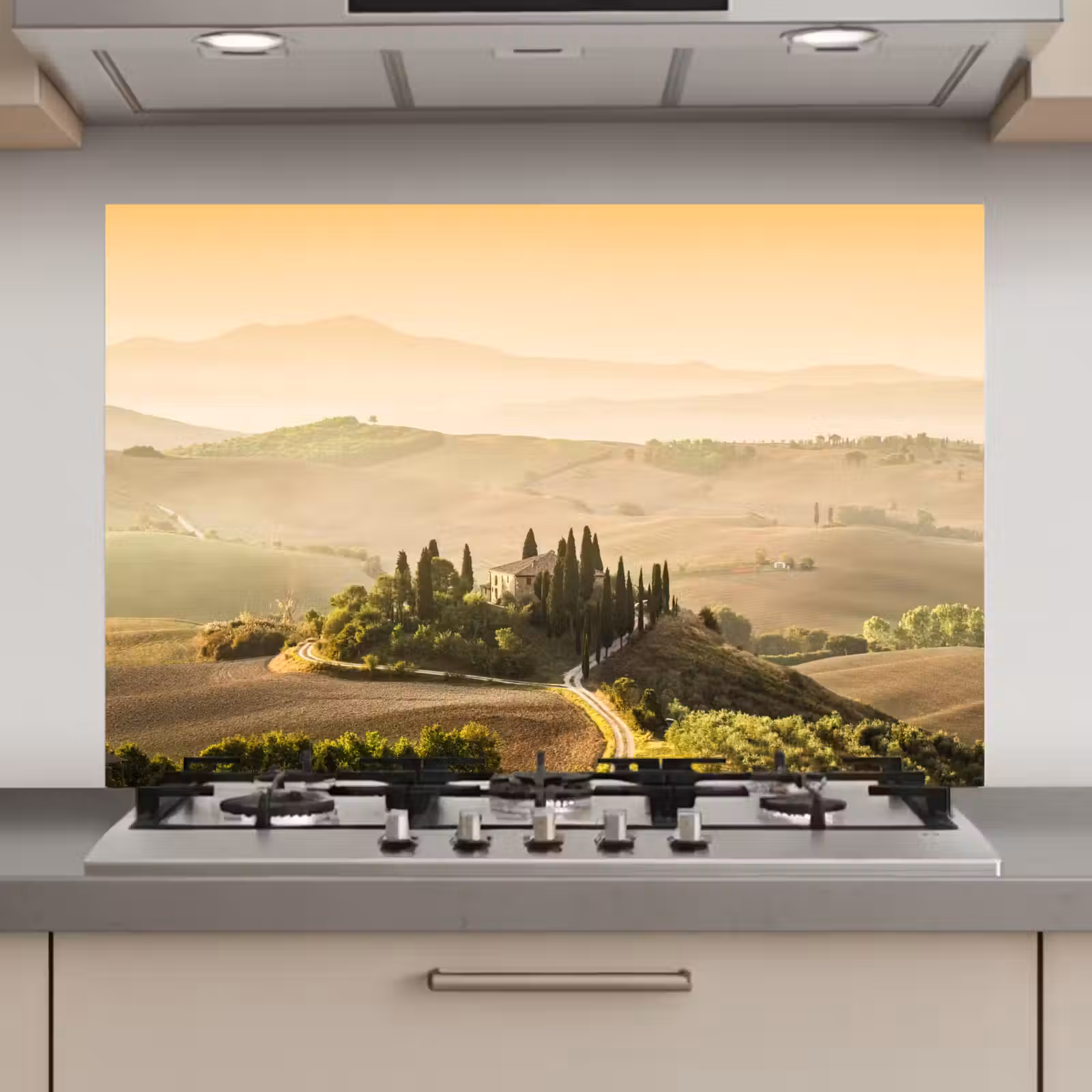 Spatscherm keuken - Landschap - Toscane - Ochtendlicht — 1
