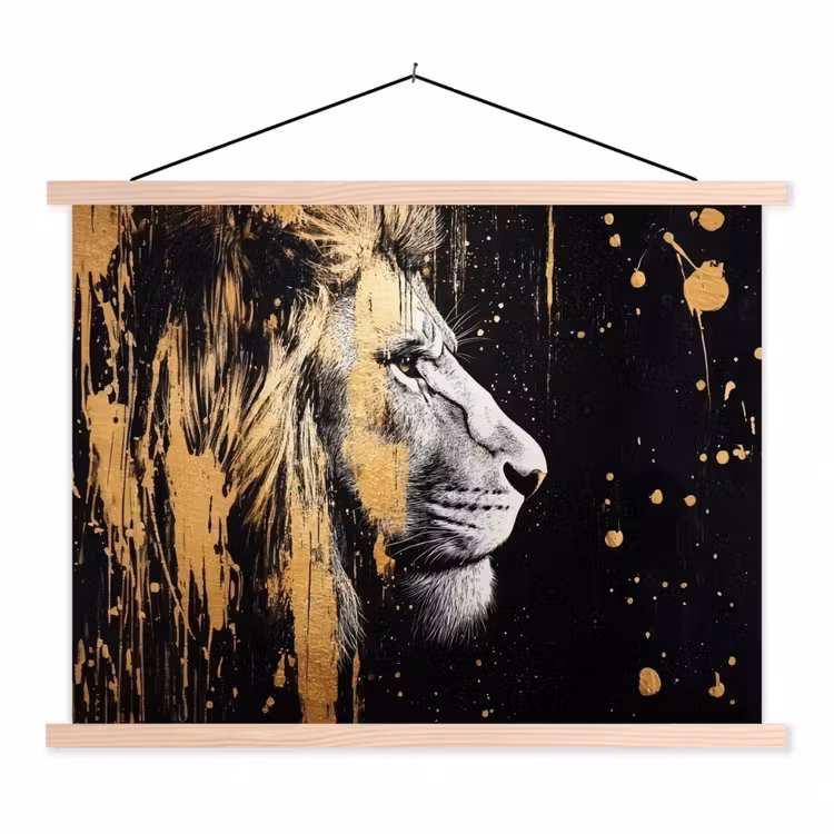 Schoolplaat - Portret - Leeuw - Abstract - Goud — 1
