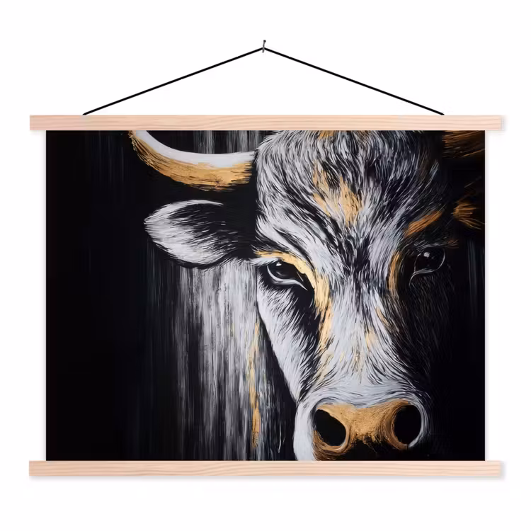 Schoolplaat - Stier - Hoorns - Snuit - Goud — 1