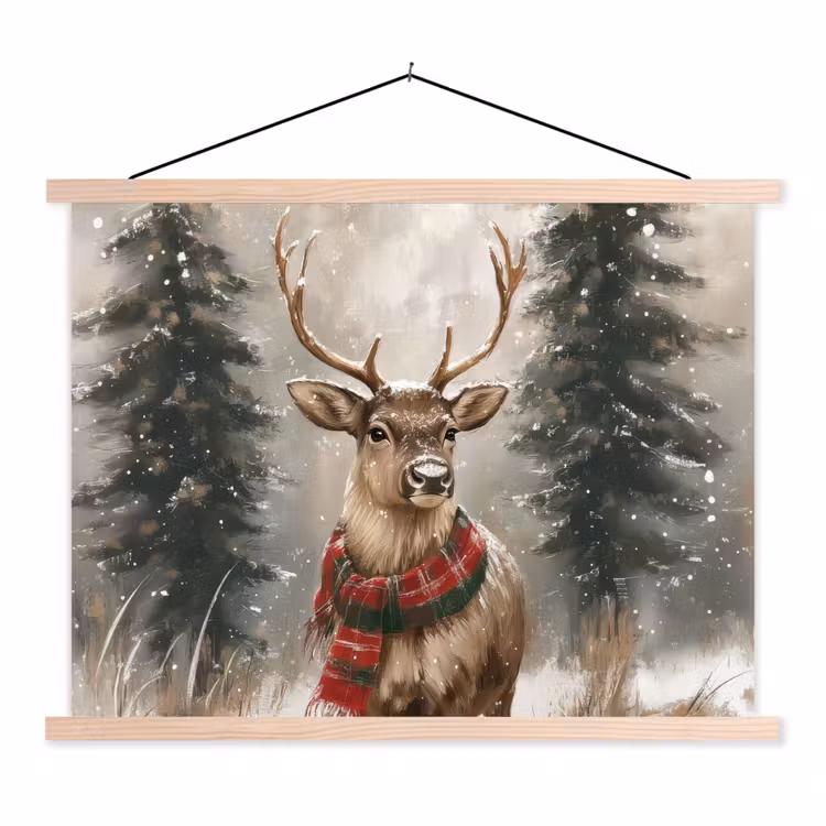 Schoolplaat - Winter - Bos - Rendier - Donker — 1