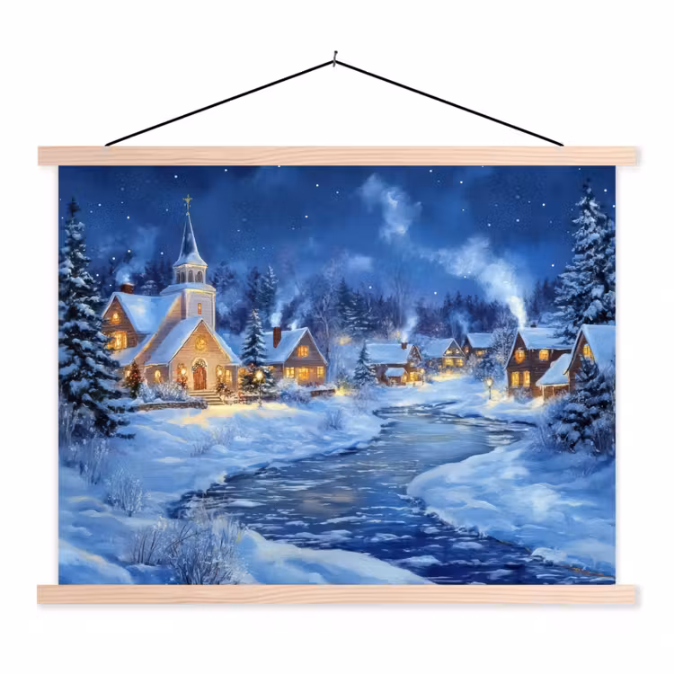 Schoolplaat - Winteravond - Kerstdorp - Donker — 1