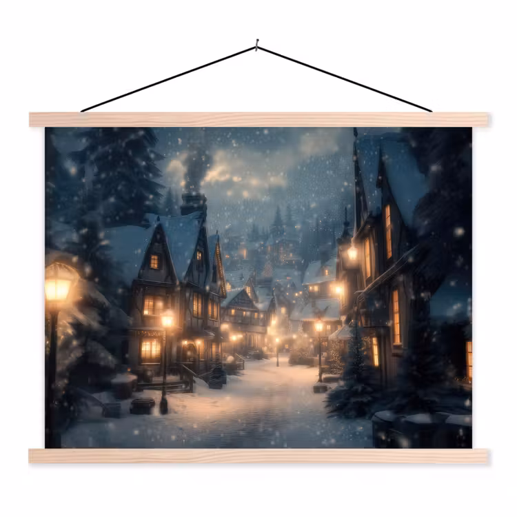 Schoolplaat - Winterdorp - Sneeuw - Donker — 1
